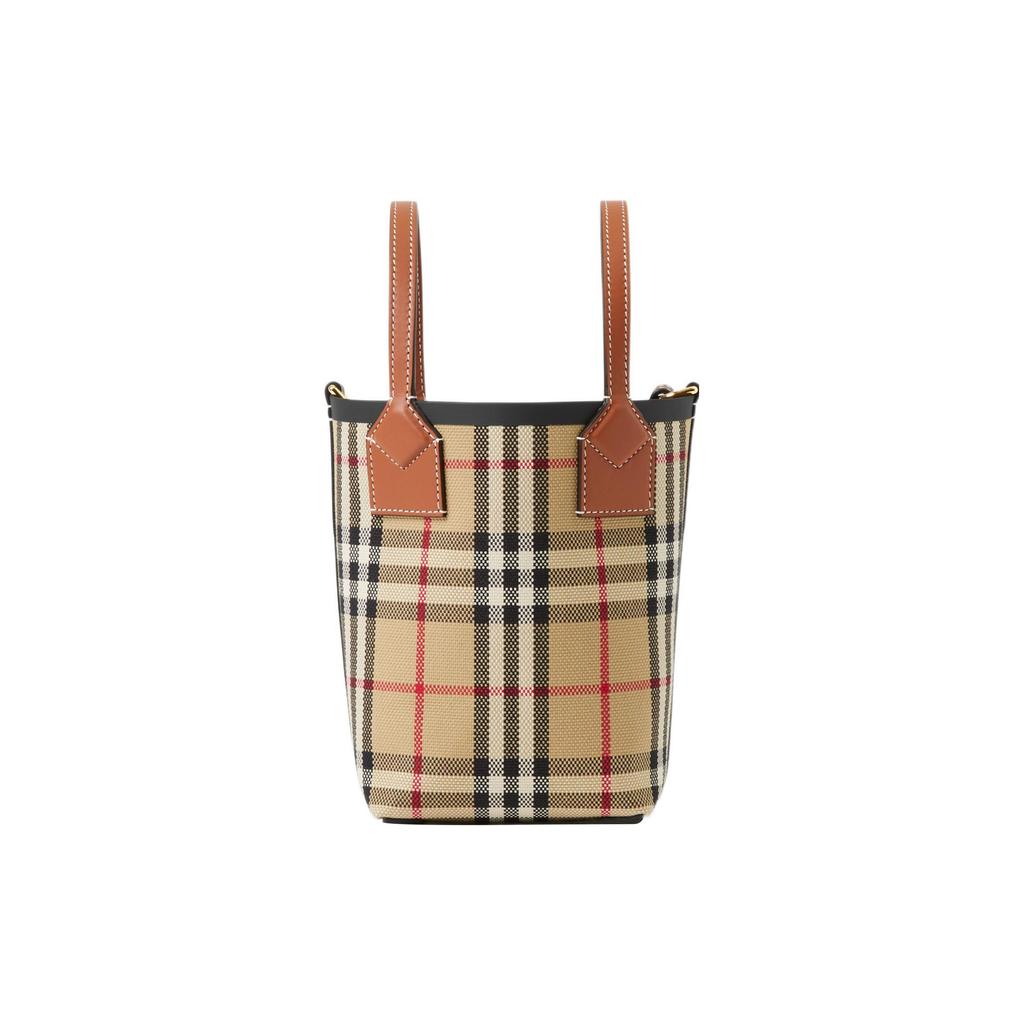 Burberry Detachable Adjustable Shoulder Strap Check Design Shoulder Crossbody Cotton Canvas Mini Bag Women handbags Brown 80704611