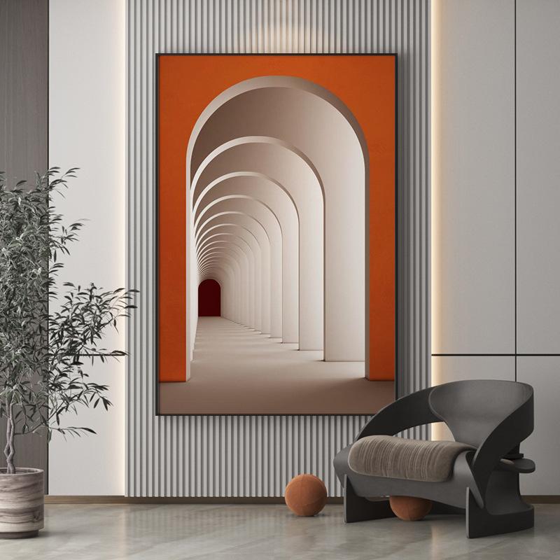 Пейзаж Здание Холст Картина Настенное Искусство Геометрическая Архитектура Пространство Проход Постеры и Принты для Декора Гостиной Коридора