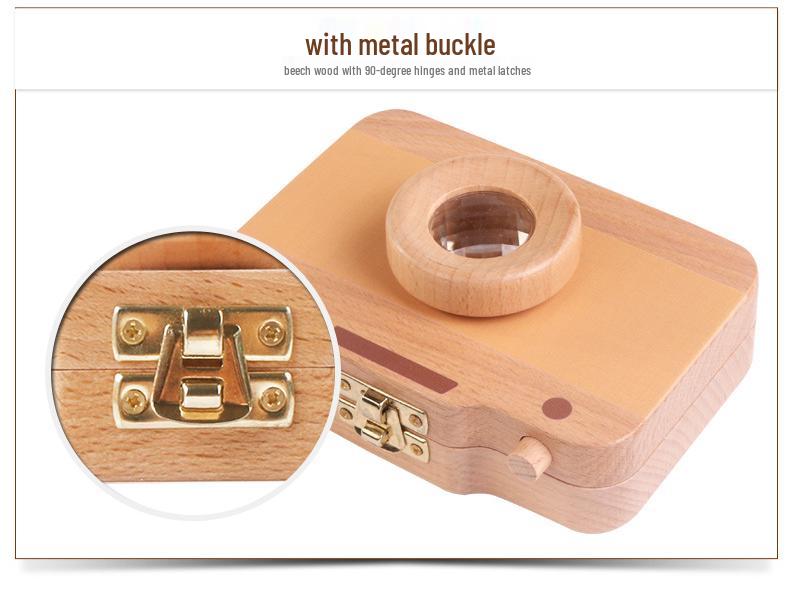Wooden Baby Tooth & Lanugo Preservation Box - Children's Camera Design