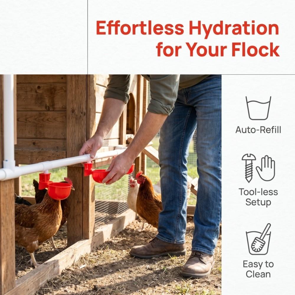 10 Sets PP Chicken Waterer Cups Durable Pigeon Waterer Cups Automatic Chicken Water Cups Home Use
