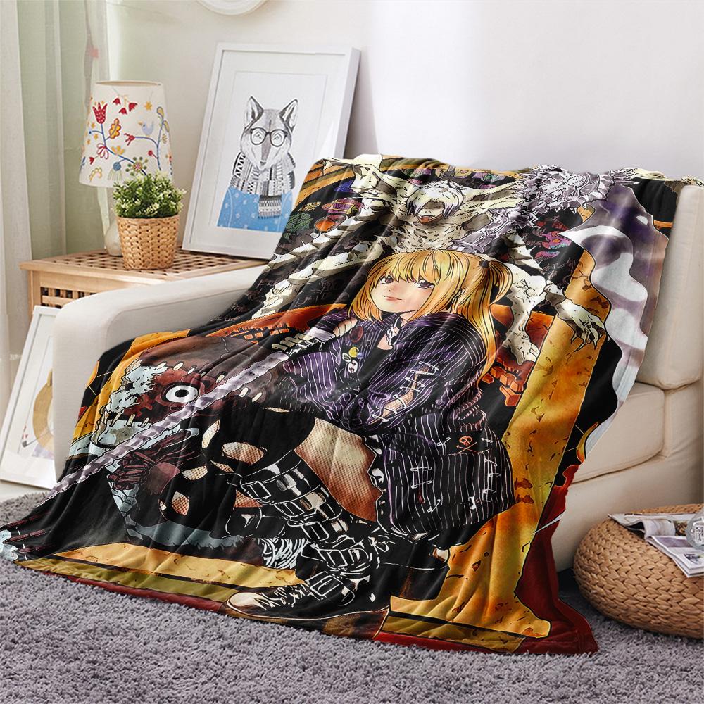 1Pc Death Note Anime Print Flannel Blanket High Quality Warm Comfortable Cover for All Seasons Perfect for Gifts Home Decor