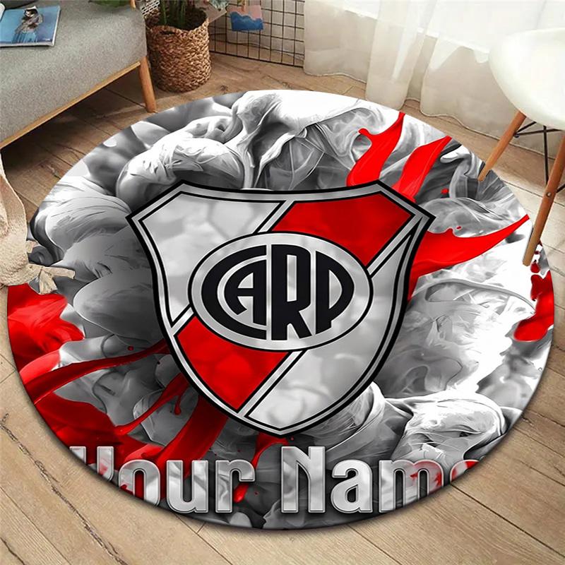 Dragon Crest Custom Name Round Area Rug Carpet Rug For Living Room Bedroom Sofa Playroom Decor Nonslip Floor Mat