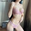 Ultrathin Pink Bra Set Sexy Lace Embroidery Women Underwear Plus Size