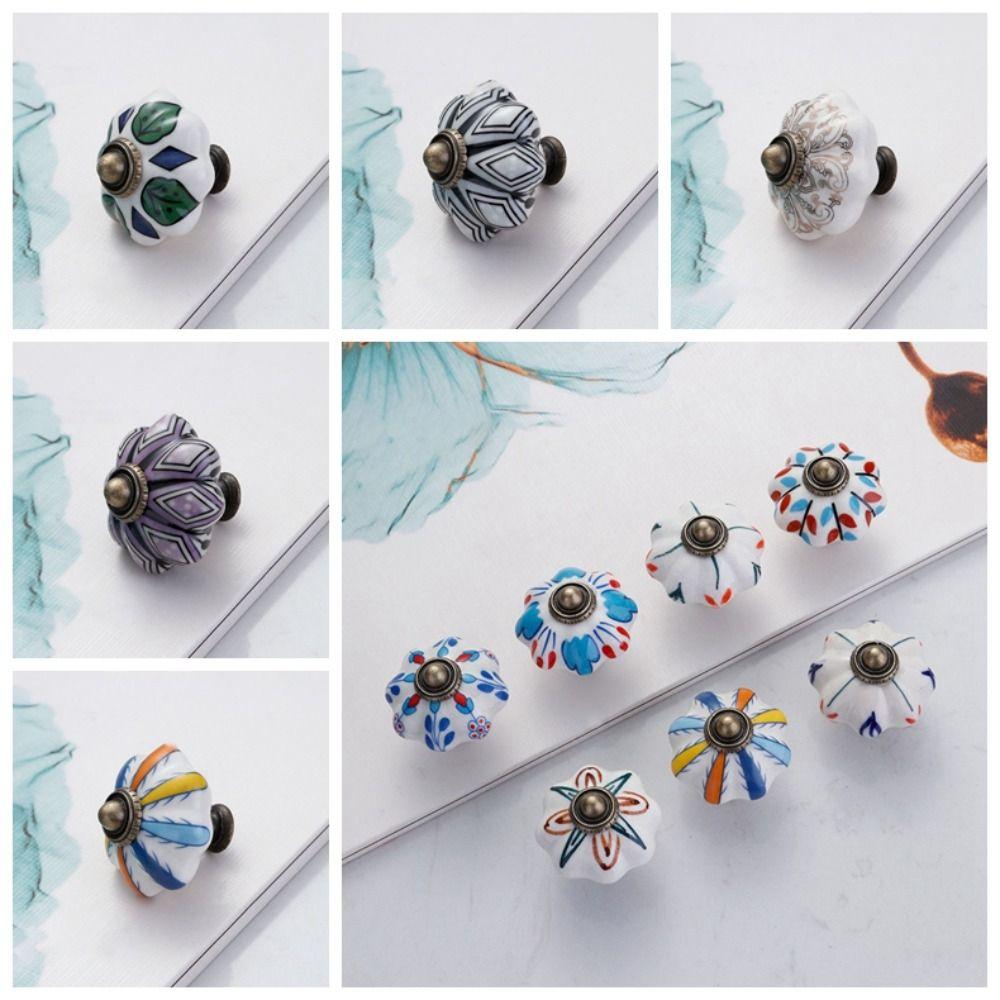 Несколько цветов Винтажная дверная ручка Одно отверстие Мебельная ручка Ручка-тыква Ручка для ящика