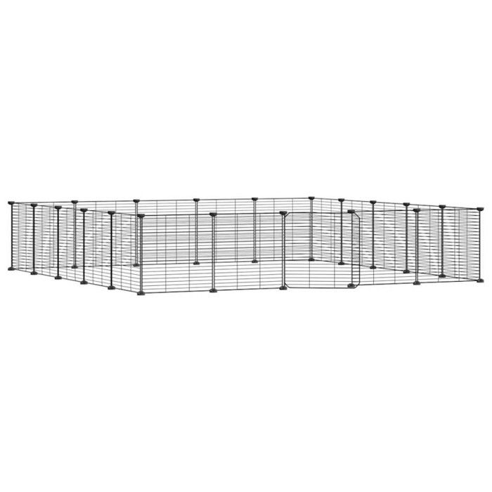 3114025 vidaXL Pet Cage with 20 Panels and Door Black 35x35 Cm