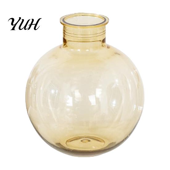 Transparent Resin Vase for Table Clear Round Vase, Sphere Flower Pot with Jute Decorative Vessel Green Plants Bow, Modern Plastic Planter Hydroponic