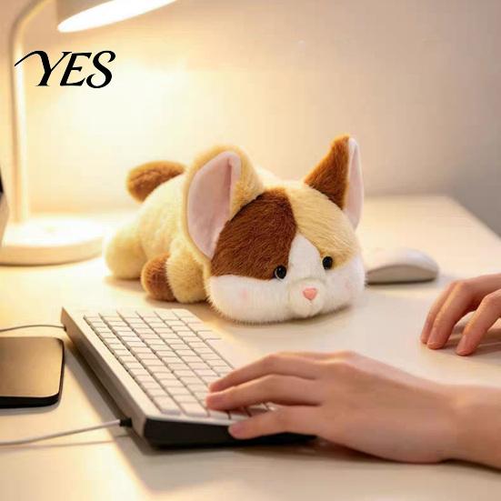 Soft Animal Dolls for Boys Plush Doll with Weighted Base, Cute Fox/Cat/Dog/Otter Figurine, Stuffed Animals Babies Cartoon Crawling Bedroom Desktop