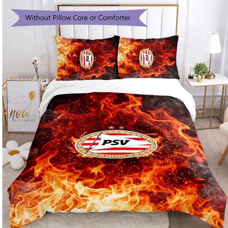 PSV Eindhoven FC Printed 3PCS Bedding Set Breathable Duvet Cover with Pillowcases Decorative Bed Linen for Bedroom Home
