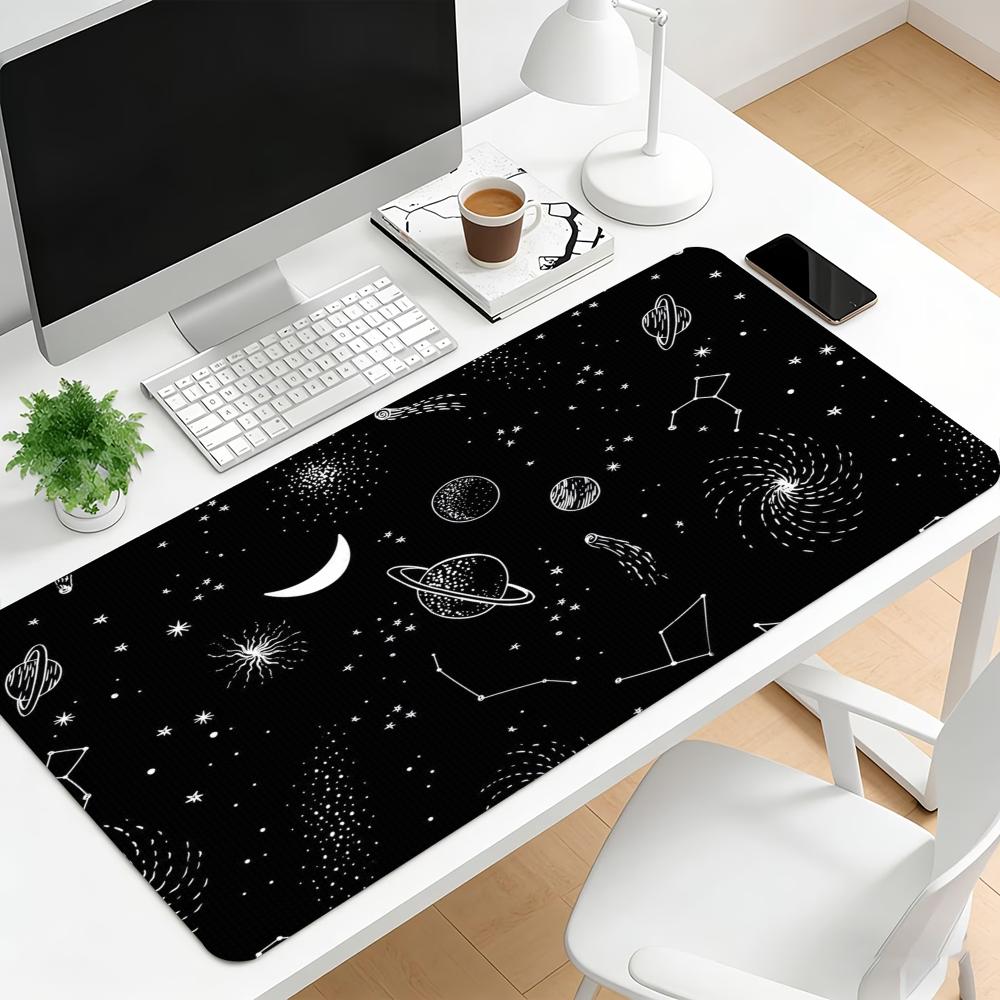 Space Planet Constellation Large Extended Gaming Mouse Pad Non Slip Desk Surface Starry Sky Print For Gaming And Office Desks