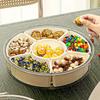 Rotating Snack Tray with Lid and Handle Storage Box Multi-Compartment Fruit and Vegetable Serving Platter Durable PP Material