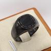 Square Retro Black Rings Jewelry Glass Stone Rings Simple Black Stone Square Ring  Funerals