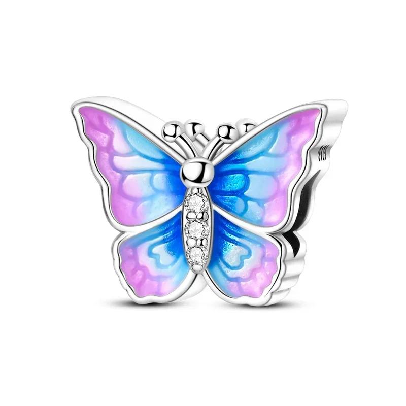Charms Exquisite 925 Silver Butterfly Pendant Dragonfly Flowers Bead for Women Necklace DIY Bracelet Fine Jewellery Gift