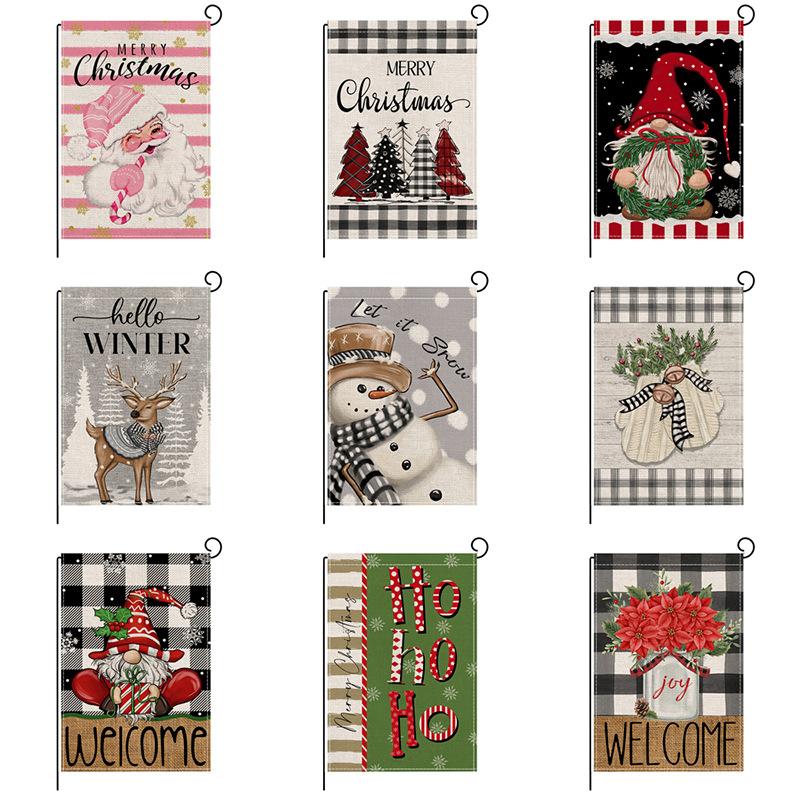 Christmas Garden Flag Linen Printed Outdoor Patio Decoration Small Double-sided Flag