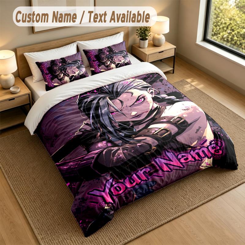 3Pcs Bedding Set Custom Name Text, 1 Sheet 2 Pillowcases Home Bed DecorArcane