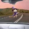 Wizard Hat Cat Hanging Decoration Home Indoor Christmas Tree Car Rearview Mirror 2D Flat Acrylic Broom Kitten Hanging Ornament Animal Pendant
