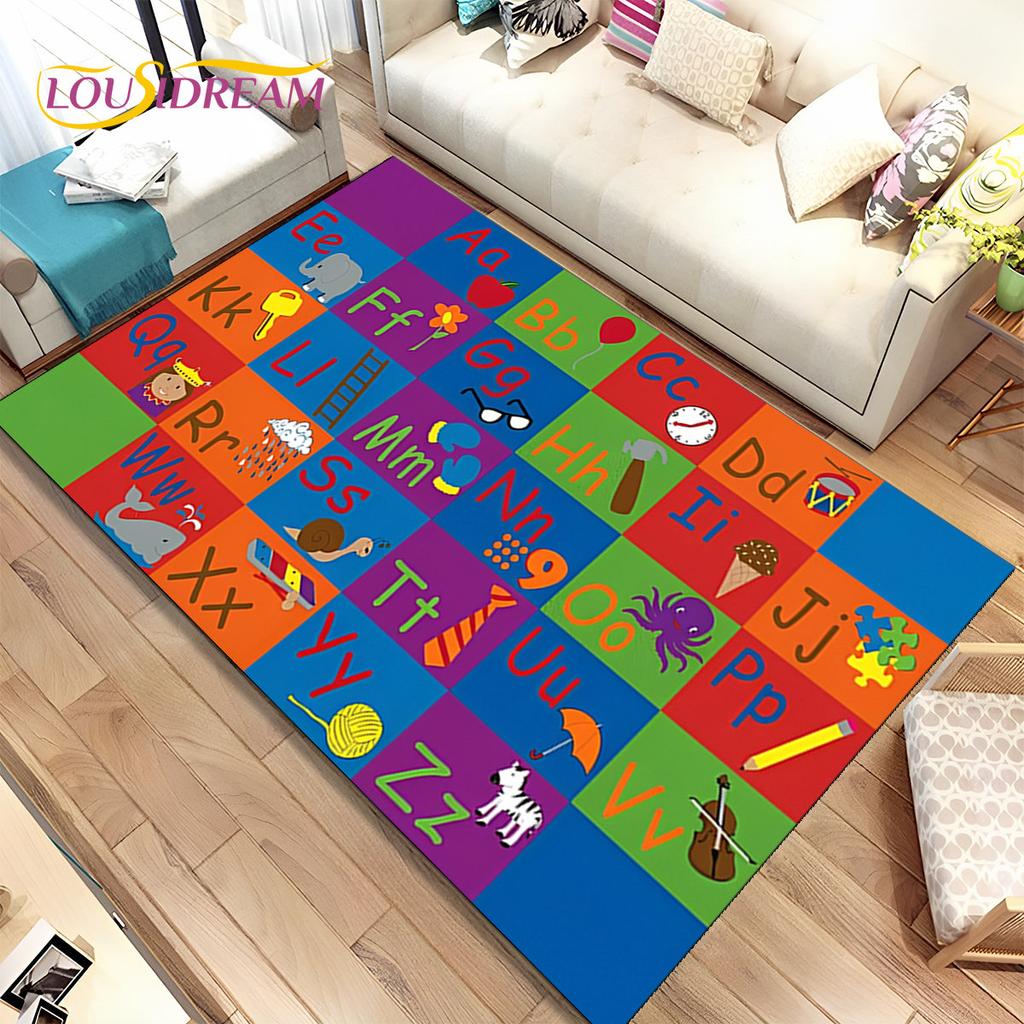 ABC мультфильм детская игровая комната алфавит детский коврик для раннего образования, ковер для гостиной, спальни, дивана, нескользящий коврик