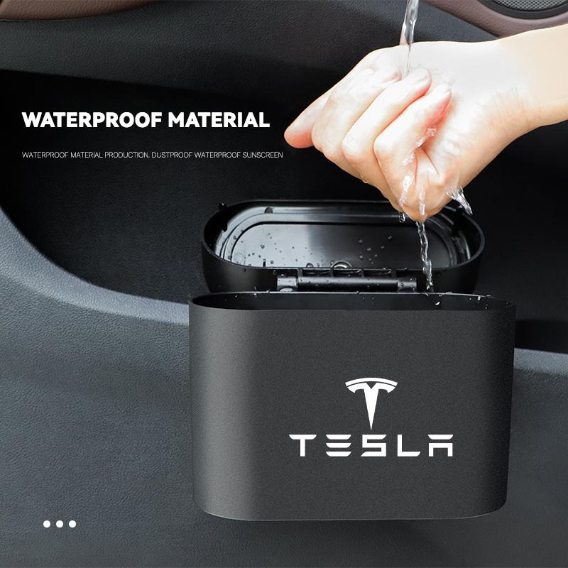 UBG4 In-vehicle Trash Can Car Logo Garbage Case Storage Bucket Accessories For Tesla Model 3 Highland 2023 Model S Model X Model Y