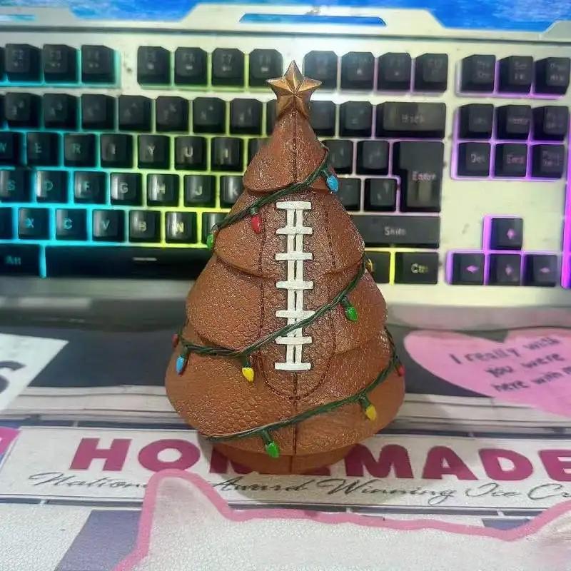 Украшение в виде футбольного мяча в форме рождественской елки, декор для рождественской елки с золотой звездой, настольные украшения для дома, фигурка