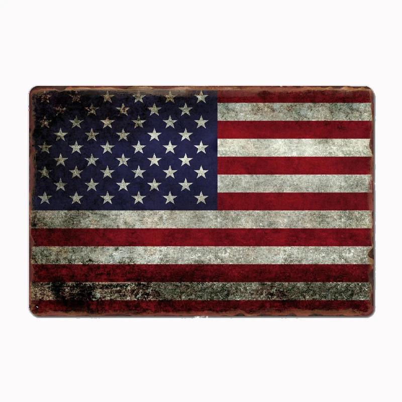 Rogue River Tactical USA American Flag Metal Tin Sign Wall Decor Man Cave Bar US United States Rustic
