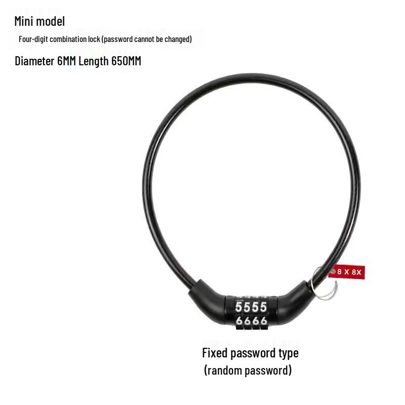 Bicycle & Motorcycle Waterproof 4-Digit Combo Lock Anti-Theft Chain Steel Cable