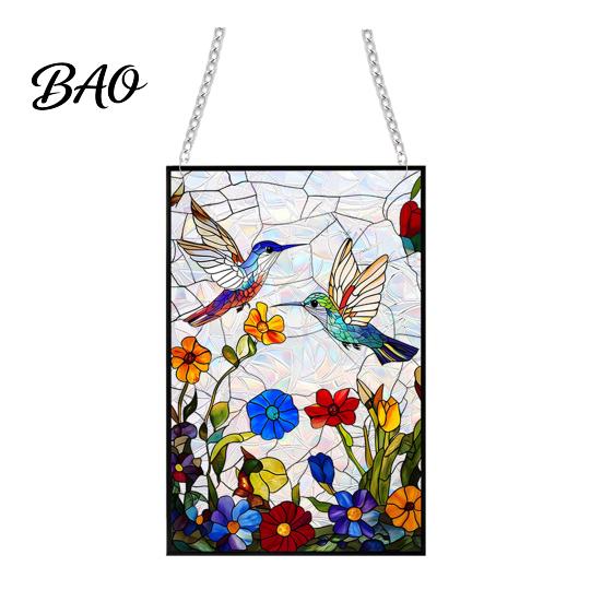 Stained Glass Style Suncatcher Window Hanging, Colorful Sun Catchers for Wall Windows, Durable Acrylic Decor Hanging with Chain Women Wife Aunt