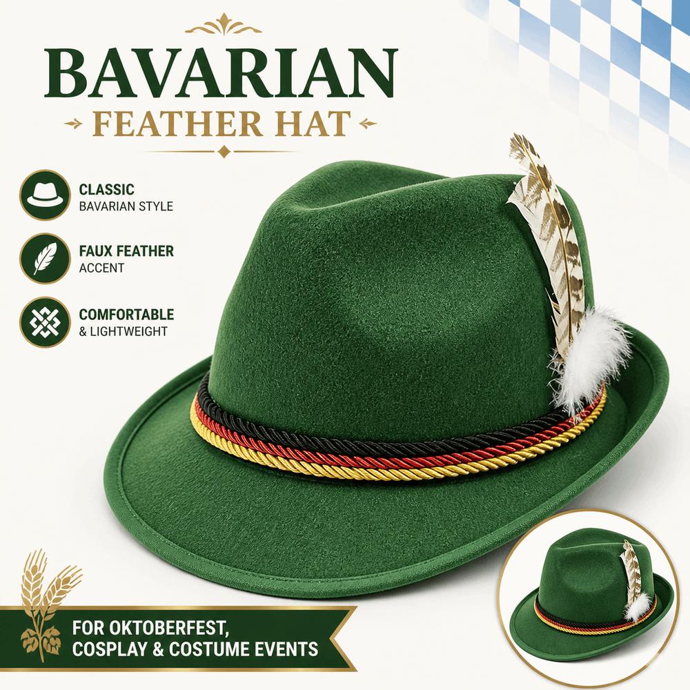Decorative Side Cord Bavarian Feather Hat Structured Brim Jazz Cap Oktoberfest Hat Men Women