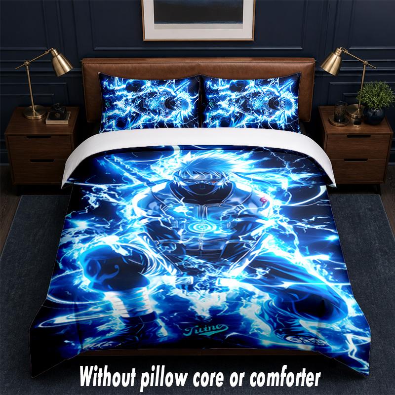 Kakashi Hatake Design Bed Bedding Set 1 Duvet Cover + 2 Pillowcases Soft Breathable Household Bed Linens