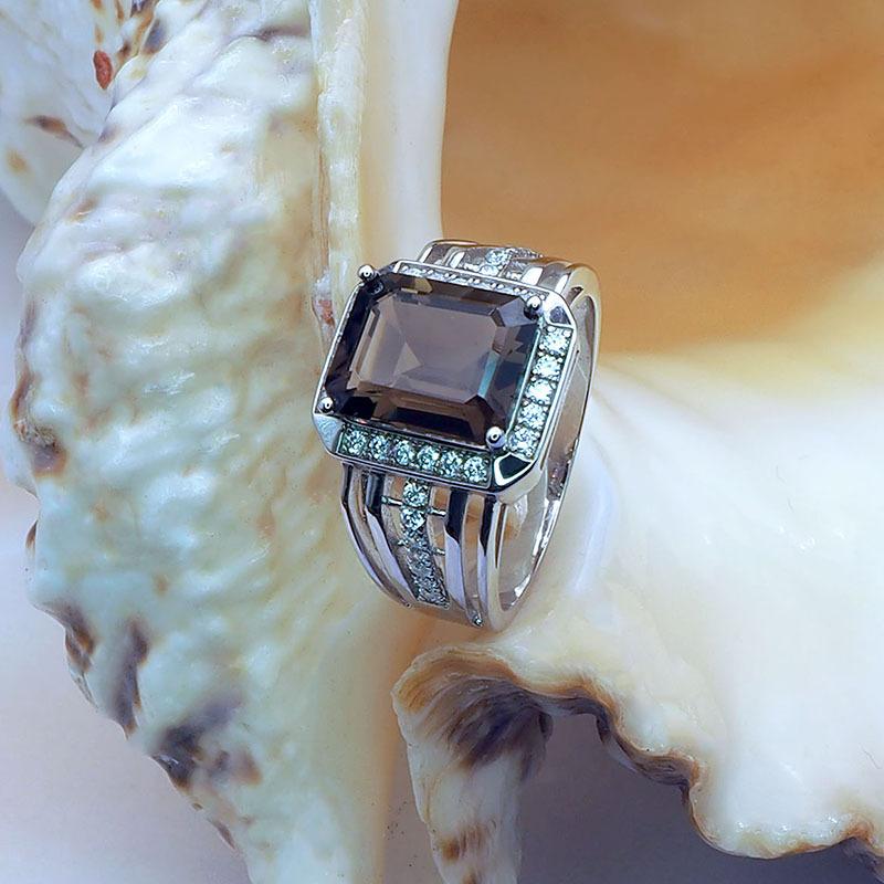 Мужское кольцо из серебра S925 с тесаным кристаллом - роскошное, универсальное, кольцо с драгоценными камнями на удачу, модный аксессуар.