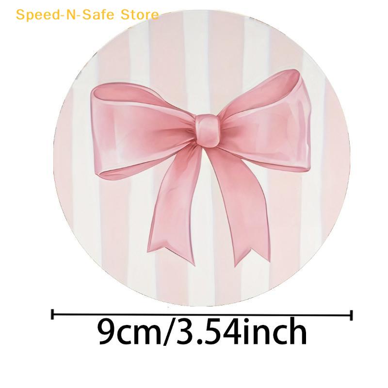 NonSlip Car Cup Mat Pink Bow Print Universal Coasters Set for Cute Vehicle Interior Styling