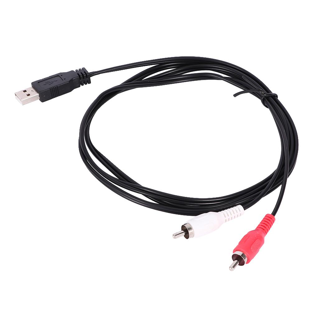 Black 2 RCA Cable Lead USB A Male USB To RCA Audio AV Cable Video Adapter Conversion Line