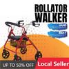 Rollator Walker Adult Wheelchair Pasar Lightweight Tongkat Roda Kaki Empat Foldable Walking Frame With Seat and Wheel