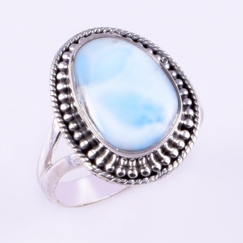 Natural Republic Larimar Gemstone Handmade 925 Sterling Silver Ring S.7" W7k23