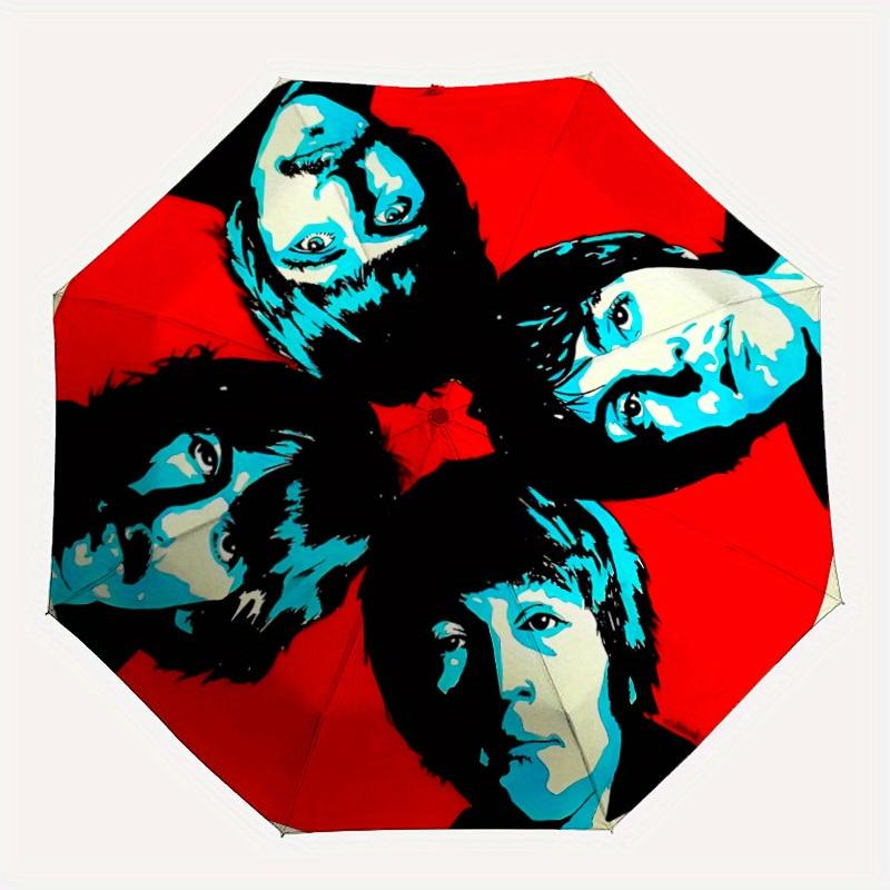 1 шт. Иллюстрация The Beatles, Автоматическое открытие/закрытие, 8 ребер, Железный каркас, Компактный складной зонт, Всесезонный портативный зонт для путешествий, Поездок на работу