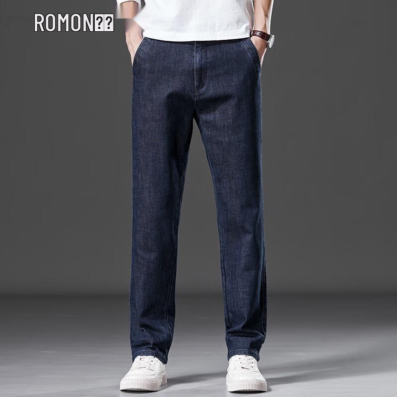 ROMON Мужские джинсы прямого кроя в стиле business casual из смесового шелка