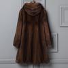 Осень и зима новая меховая куртка из искусственной норки, женская длинная цельная норковая шуба из норки с капюшоном, повседневная