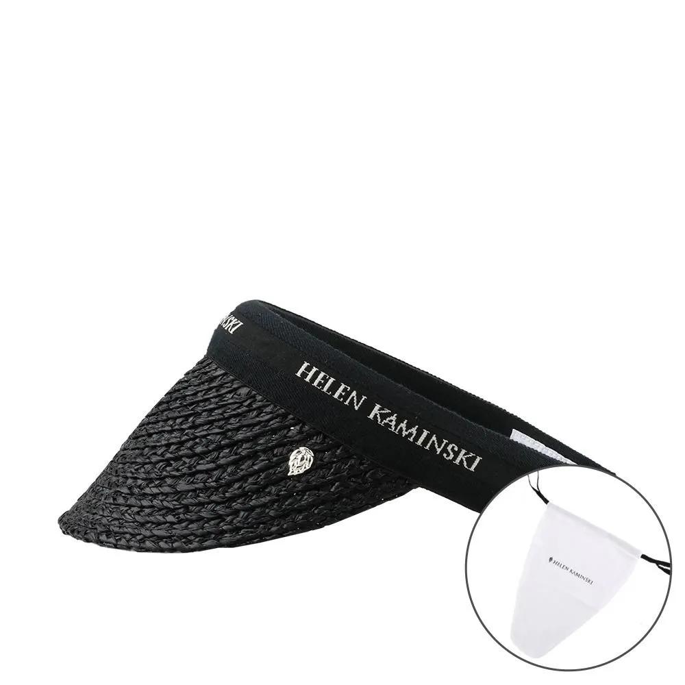 Helen Kaminski HAT52204 Charcoal Black Logo Bianca 8 Visor