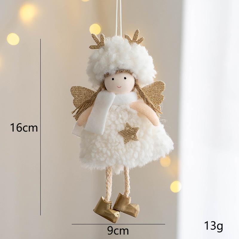 Christmas Plush Angel Girl Pendant Christmas Angel Decoration Desktop Ornament White Pink Angel Pendant New Year 2025