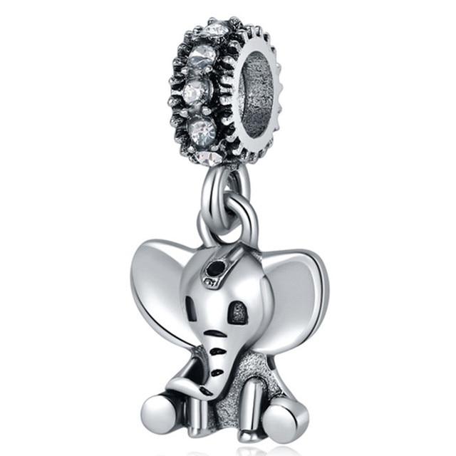 Silver Animal Cat Panda Rabbit Rabbit Lion Owl Unicorn Horse Jewelry Pendant Bracelet DIY Fit Original Bracelet