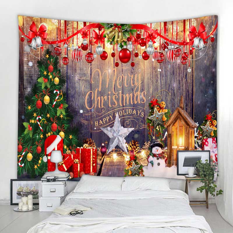 Santa Claus Christmas Tree Print Tapestry Christmas Home Decor Polyester Tapestry Room Wall Decor Backdrop Fabric Tapiz Navideño