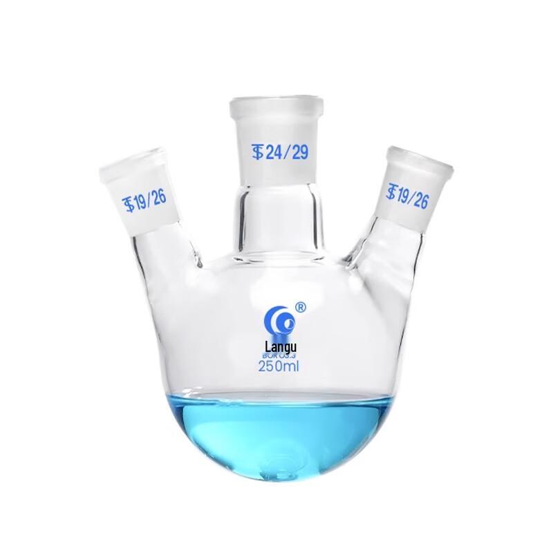 Slanted Three-Neck Round Bottom Flask, High Borosilicate Glass