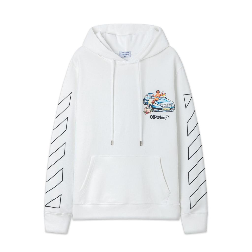 9085 Off-White 2026 Autumn New OW Angel Car Pattern Printed Men's and Women's Hoodie