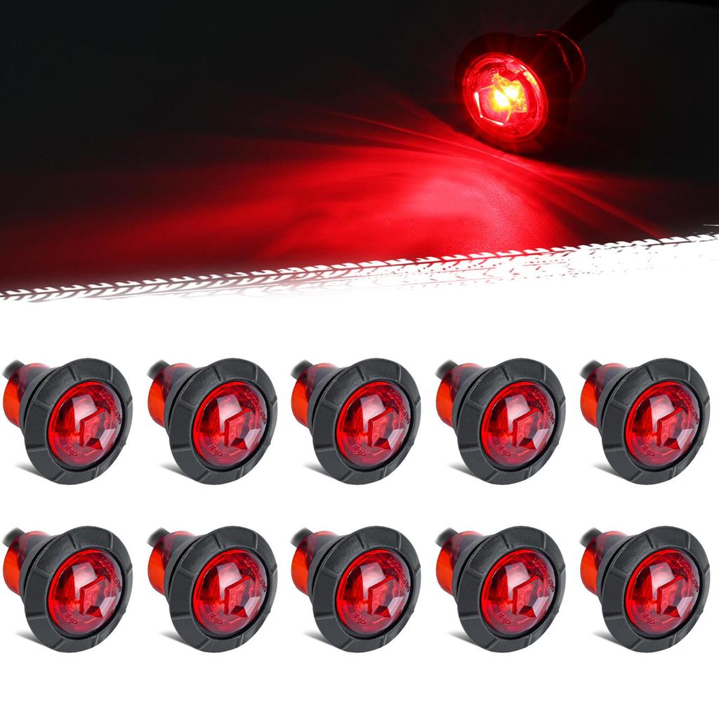 12V Waterproof IP68 Universal Signal Light 3/4" Round Trailer Side Marker Light Truck Clearance Lights Truck Turn Signal Lamp