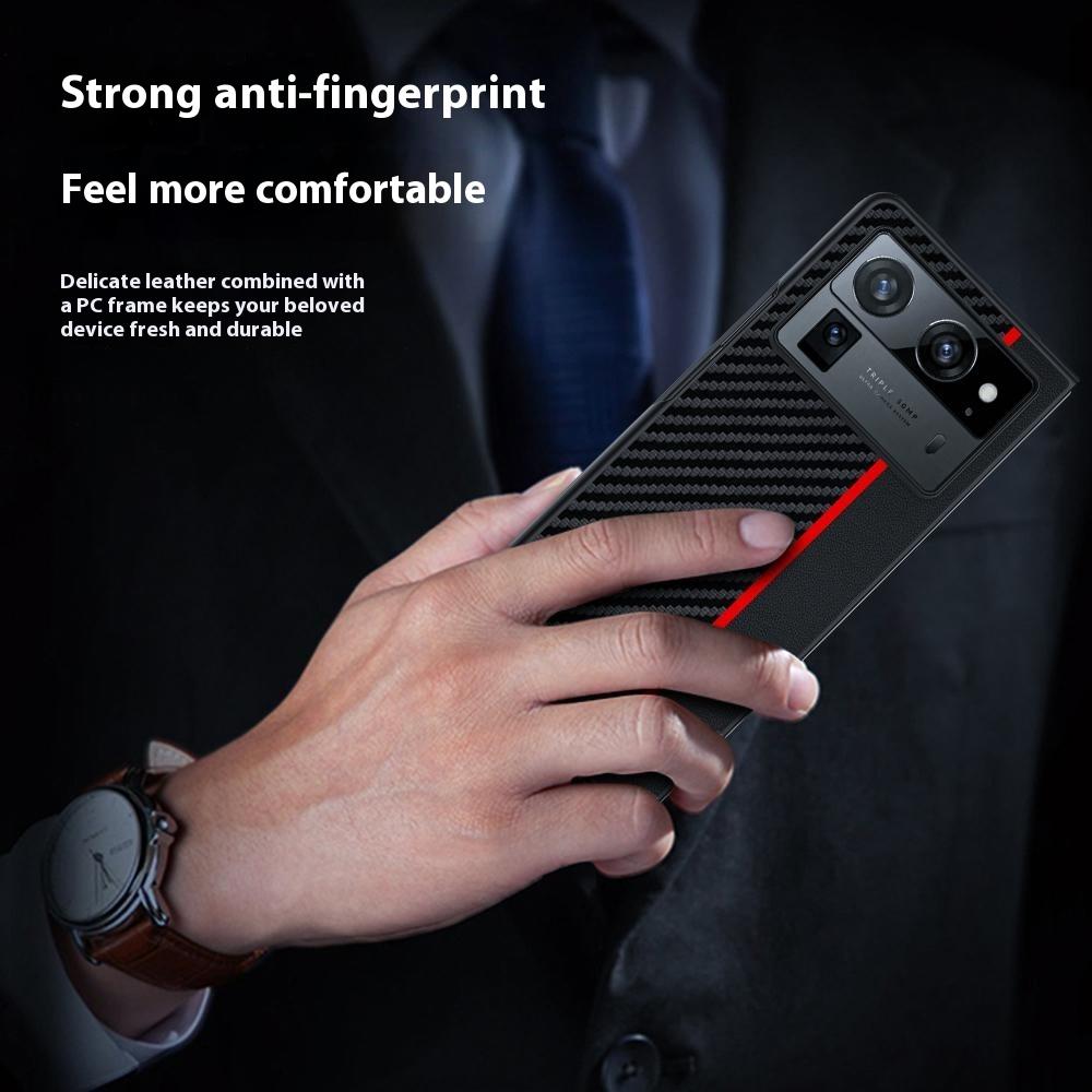 For TECNO Phantom V Fold2 Case Carbon Fiber Texture Leather + PC Anti-Drop Folding Phone Cover