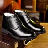 Мужские британские деловые ботинки 2024 года, зимние бархатные высокие мужские кожаные ботинки для людей среднего и пожилого возраста, теплая обувь