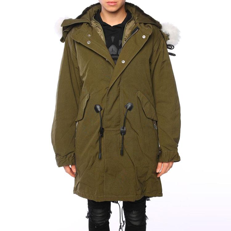 COACH Parka Coats Men's Army Green Hooded (Detachable) Moderate 87568-M9L