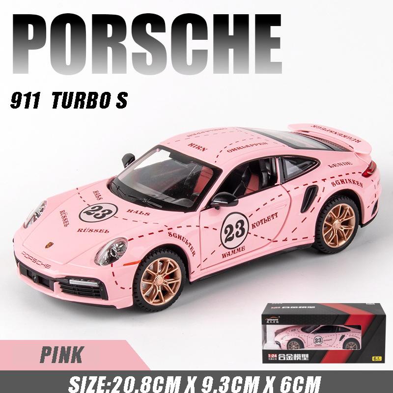 1:24 масштаба 911 Turbos, металлический спортивный автомобиль, модель из сплава, литой автомобиль и игрушечный автомобиль, имитация звука и света, коллекция, детский подарок