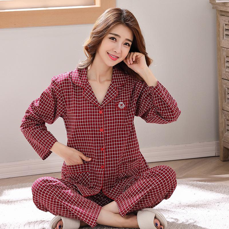 Comfortable Cotton Long Sleeve Couple Pajamas Set for All Seasons