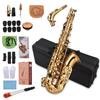 Eb Alto Saxophone Brass Lacquered Alto Sax Wind Instrument with Carry Case Gloves Straps Cleaning