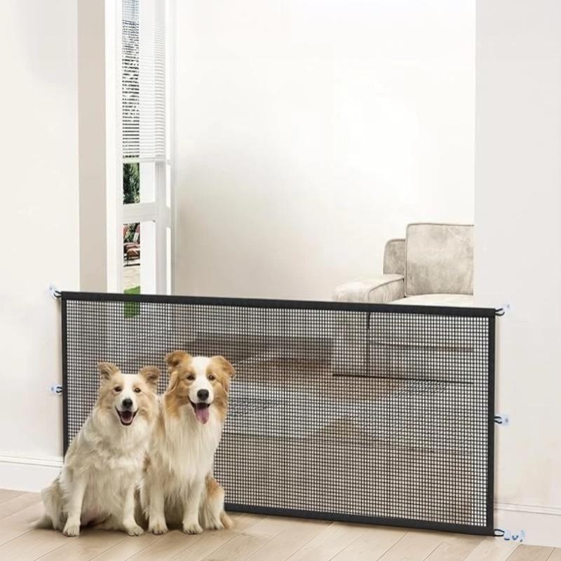 Foldable Pet Dog Barrier Gate with Hooks Portable Safety Isolation Fence for Stairs Hallway Home Pet Protection