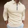 New Waffle Zip Long Sleeve Polo Shirt Men's T-shirt Top 8 Colours
